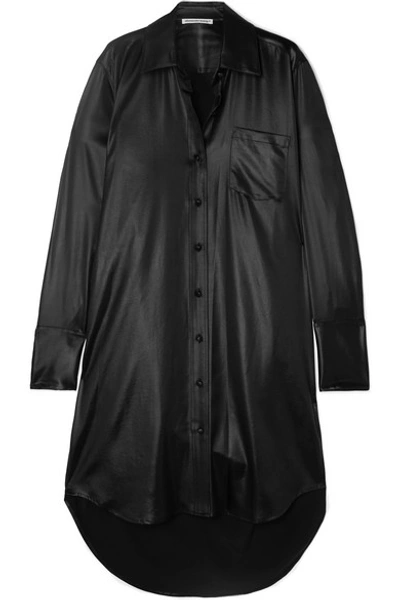 Shop Alexander Wang T Coated Twill Shirt Dress In Black