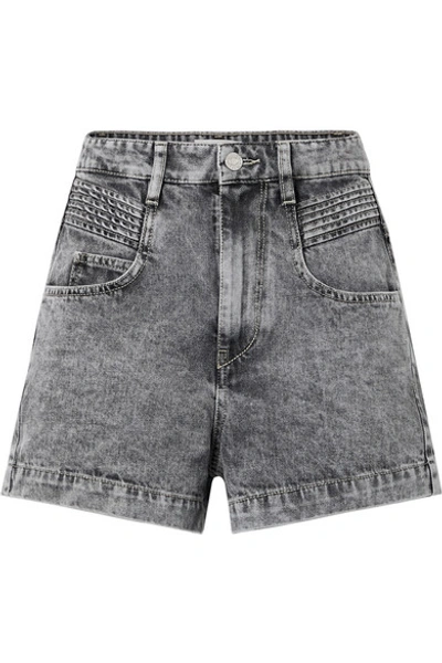 Shop Isabel Marant Étoile Hiana Acid-wash Denim Shorts In Gray