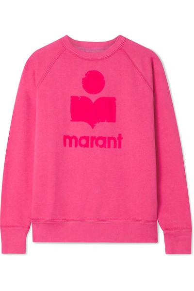 Shop Isabel Marant Étoile Milly Flocked Cotton-blend Jersey Sweatshirt In Fuchsia