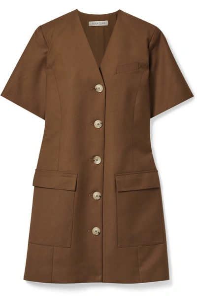 Shop Anna Quan Portia Twill Mini Dress In Brown