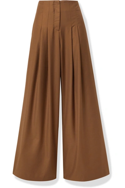 Shop Anna Quan Marcel Twill Wide-leg Pants In Brown