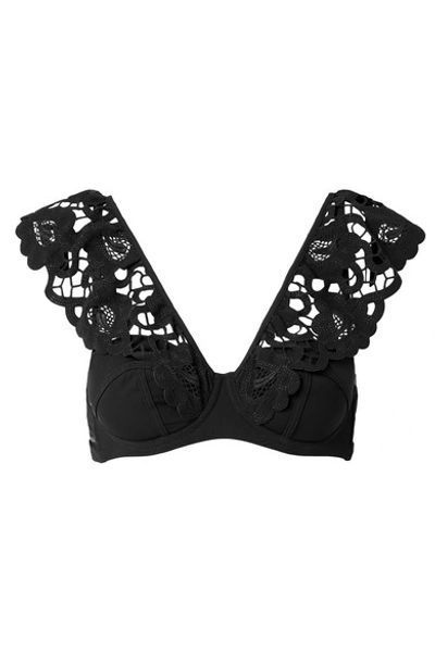 Shop Agent Provocateur Daize Lace-trimmed Underwired Bikini Top In Black