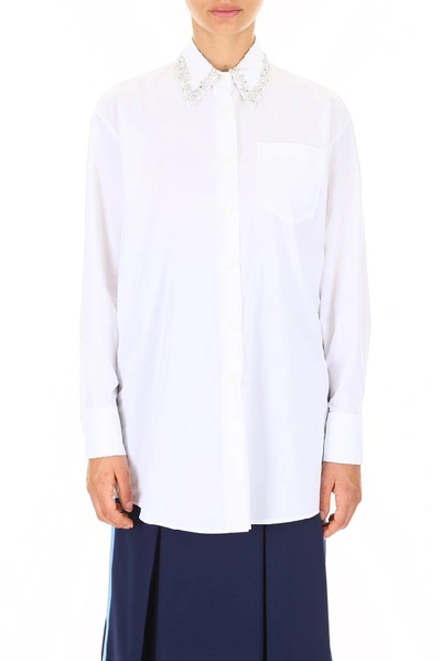 Shop Prada Longline Shirt In White