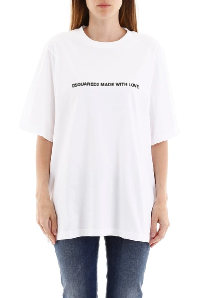 Shop Dsquared2 Made With Love Print Crewneck T In White