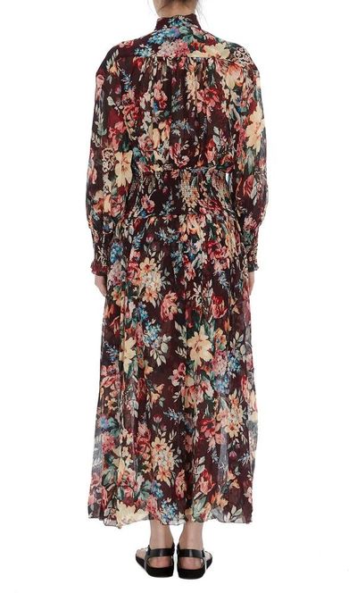 Shop Zimmermann Floral Print Shirred Dress In Multi