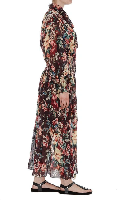 Shop Zimmermann Floral Print Shirred Dress In Multi