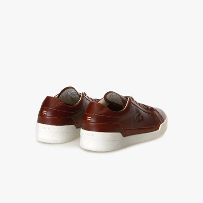 Shop Lacoste Men's Challenge Leather Sneakers In Brown/off White