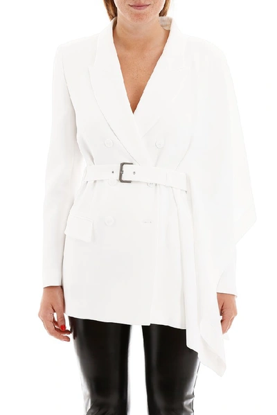 Shop Alberta Ferretti Belted Blazer In White