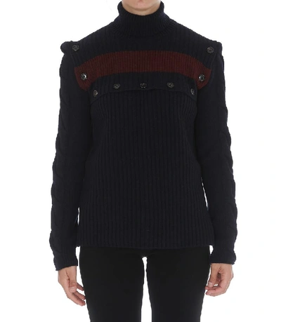 Shop Marni Button Detail Knitted Jumper In Navy