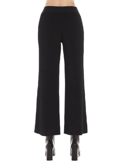 Shop Theory Ribbed Wide Leg Trousers In Black
