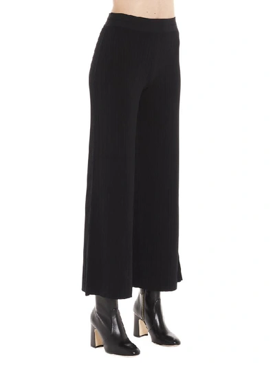Shop Theory Ribbed Wide Leg Trousers In Black