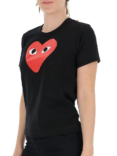 Shop Comme Des Garçons Play Heart Printed T In Black