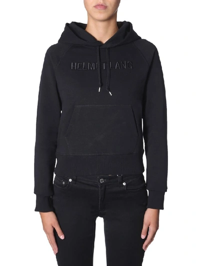 Shop Helmut Lang Logo Embroidered Hoodie In Black