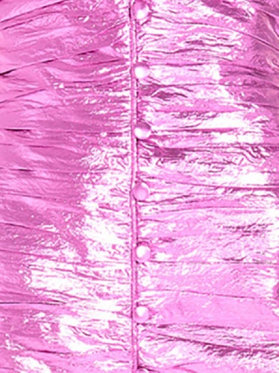 Shop Attico Strapless Ruffle Detail Midi Dress In Pink