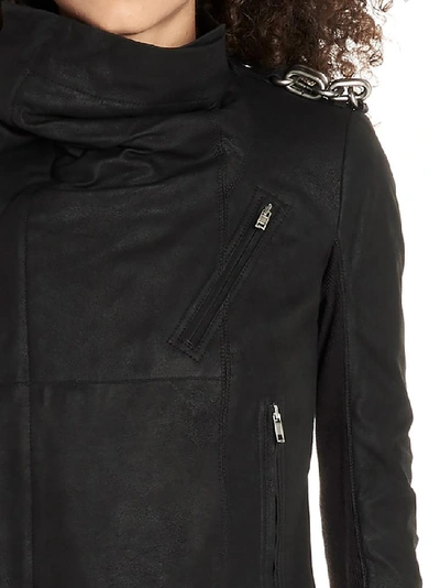 Shop Rick Owens Chain Detail Biker Jacket In Black