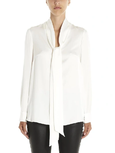 Shop Alexander Mcqueen Pussy Bow Shirt In White