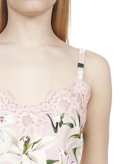 Shop Dolce & Gabbana Lily Print Lace Trim Camisole In Multi