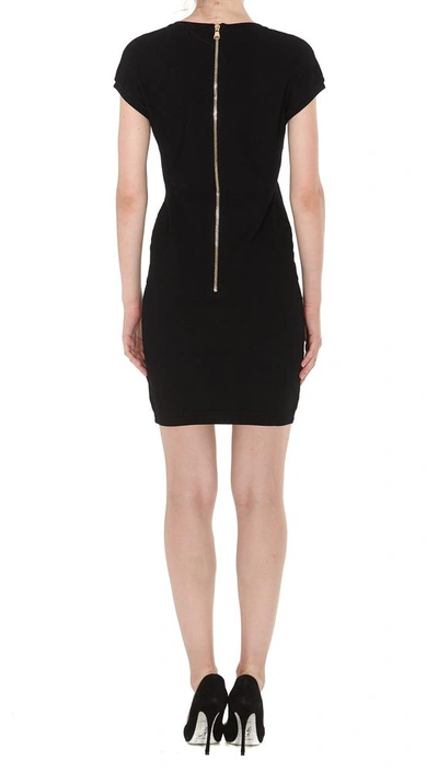 Shop Balmain Button Detail Mini Dress In Black