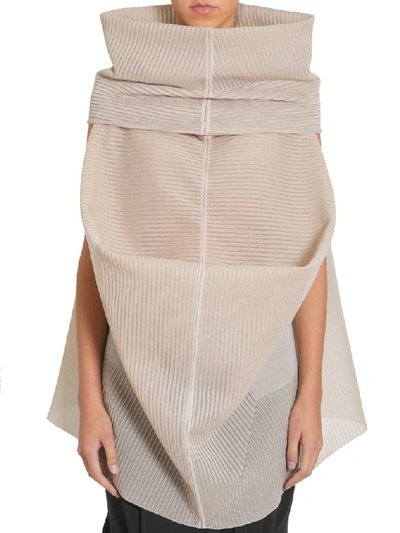 Shop Rick Owens Oversized Funnel Collar Draped Top In Beige