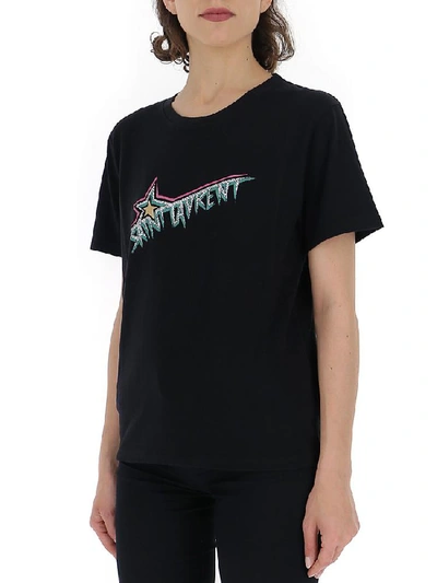 Shop Saint Laurent Logo Motif Print T In Black