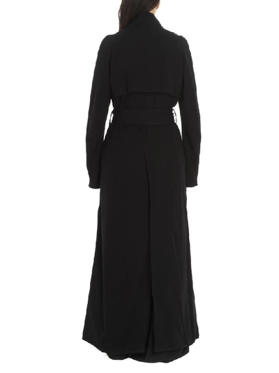 Shop Ann Demeulemeester Long Belted Trench Coat In Black