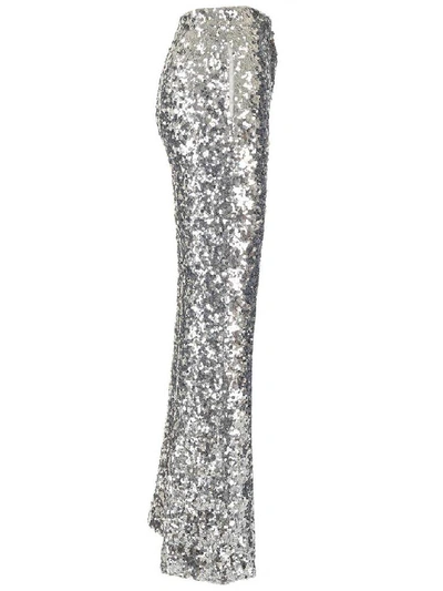 Shop Halpern Metallic Sequinned Flared Trousers In Silver