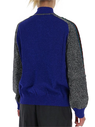 Shop Gucci Lamé Bomber Jacket In Blue