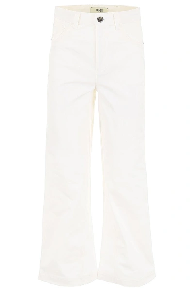 Shop Fendi Cropped Flared Jeans In White