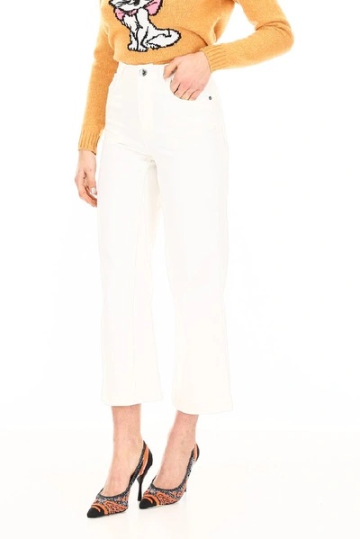 Shop Fendi Cropped Flared Jeans In White