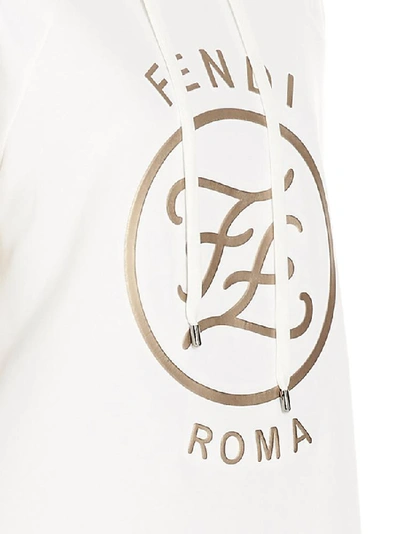 Shop Fendi Ff Karligraphy Embossed Hoodie In White