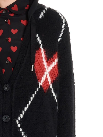 Shop Red Valentino Hooded Knitted Cardigan In Black