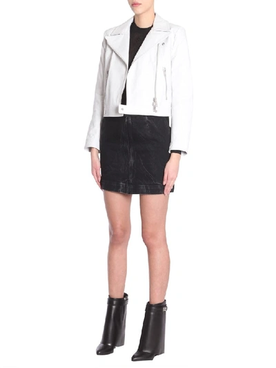 Shop Givenchy Zipped Leather Jacket In White