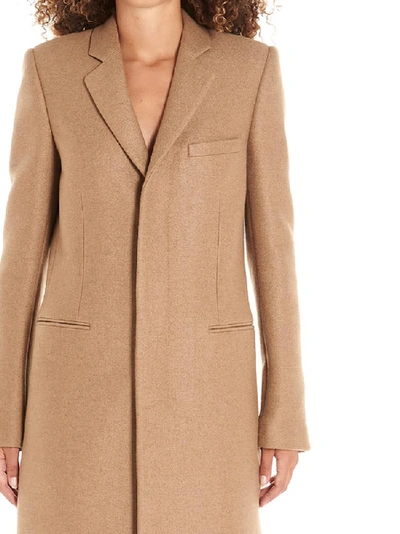 Shop Saint Laurent Single Breasted Coat In Brown