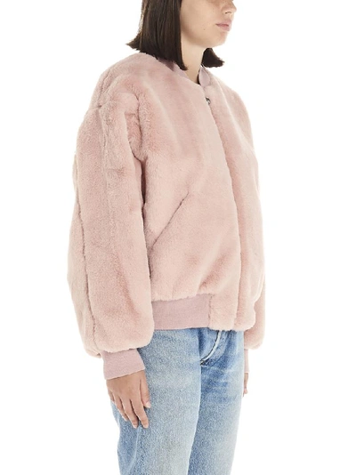 Shop Chiara Ferragni Flirting Eye Fur Bomber Jacket In Pink