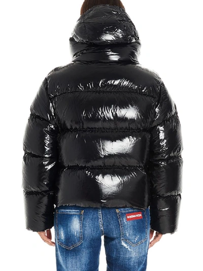 Shop Dsquared2 Layered Logo Puffer Jacket In Black