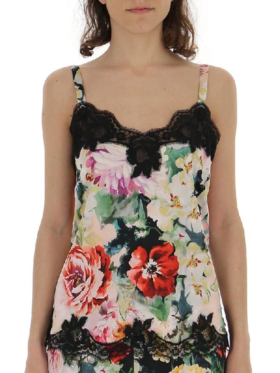 Shop Dolce & Gabbana Underwear Floral Print Lace Camisole In Multi