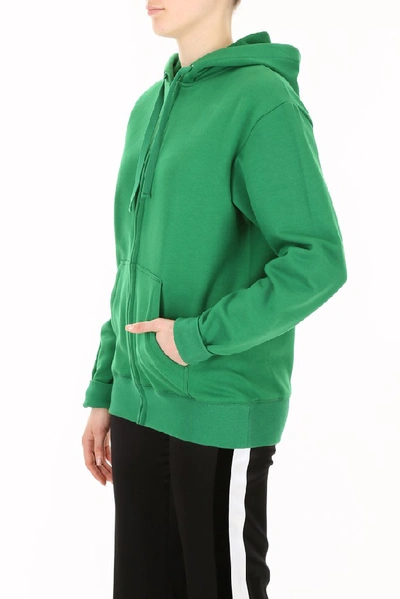 Shop Valentino Logo Zip Up Hoodie In Green