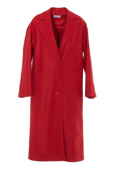 Shop Red Valentino Single Breasted Ruffle Detail Coat