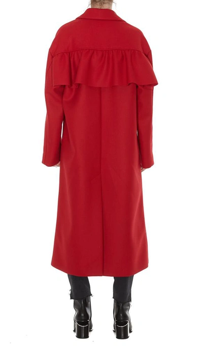 Shop Red Valentino Single Breasted Ruffle Detail Coat