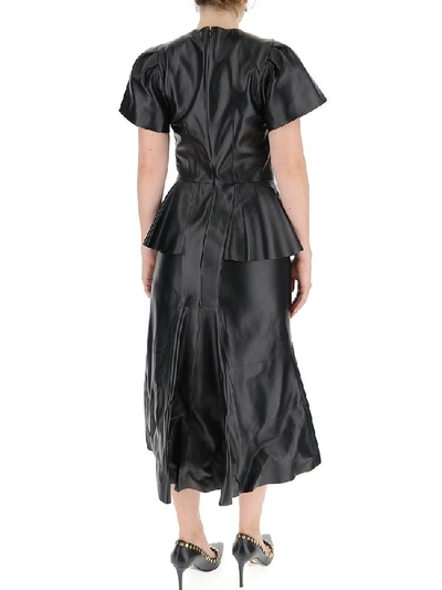 Shop Alexander Mcqueen Peplum Ruffled Midi Dress In Black