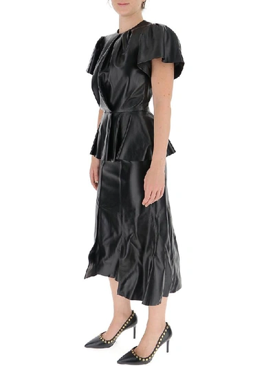 Shop Alexander Mcqueen Peplum Ruffled Midi Dress In Black