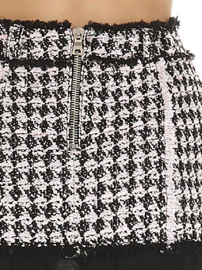 Shop Balmain Sheer Pleated Trim Houndstooth Skirt In Multi