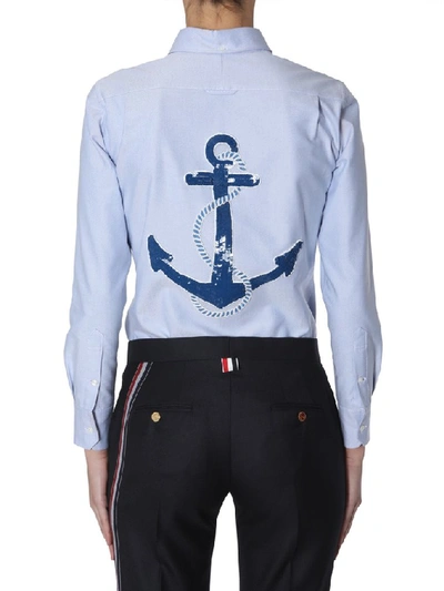 Shop Thom Browne Back Print Shirt In Blue