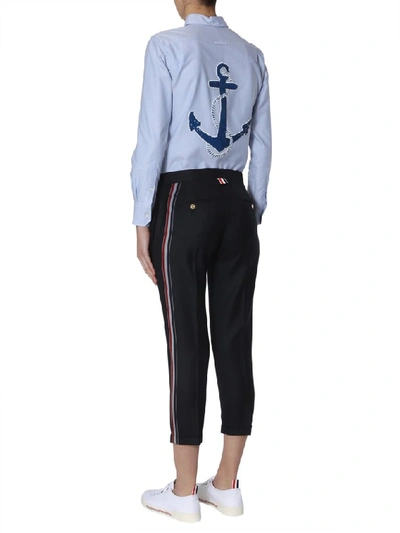 Shop Thom Browne Back Print Shirt In Blue