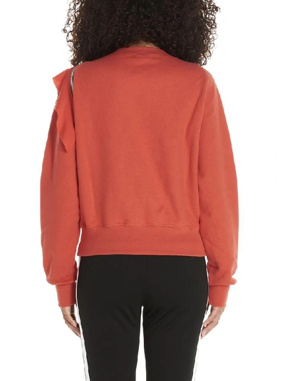 Shop Palm Angels Ruffle Zipper Detail Sweater In Red