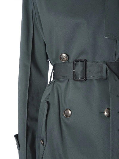 Shop Givenchy Oversized Belted Trench Coat In Green