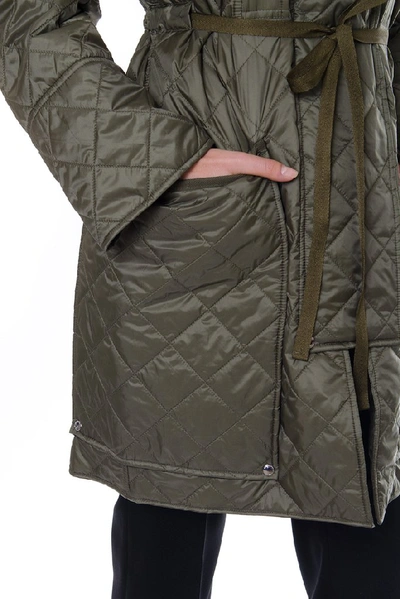 Shop Burberry Quilted Hooded Parka In Green