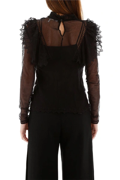 Shop See By Chloé Lace Insert Mesh Blouse In Black