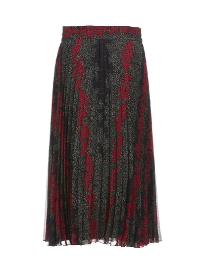 Shop Red Valentino Floral Pleated Midi Skirt In Multi