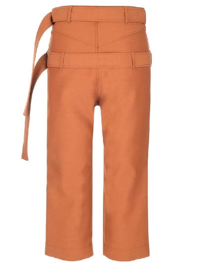 Shop Lanvin Double Belt Cropped Pants In Orange
